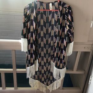 Fringe patterned Kimono